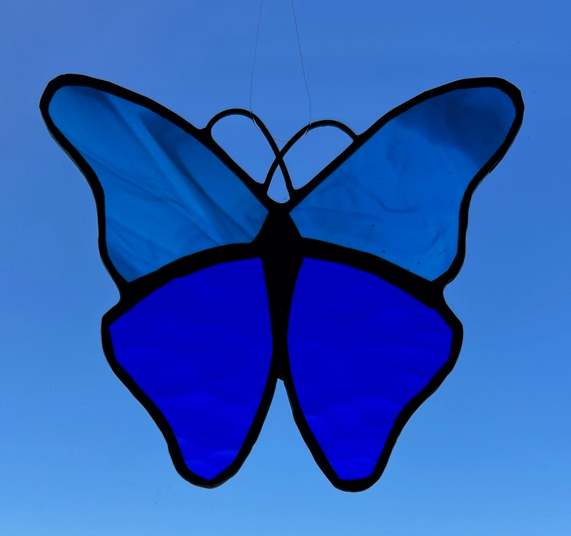Stained Glass Blue Butterfly